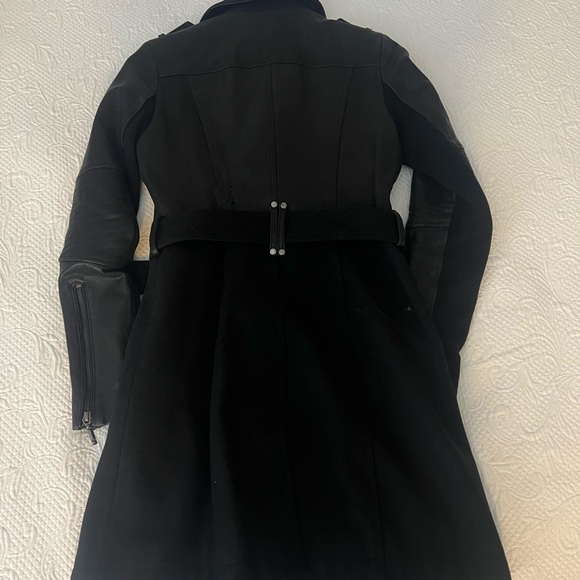 BCBG MAXAZRA BLACK LONG LEATHER COAT - Picture 2 of 10